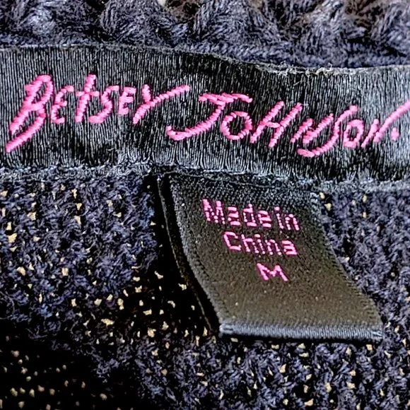 Betsey Johnson rare vintage 90's knit embroidered pointielle midi dress M - Picture 8 of 11